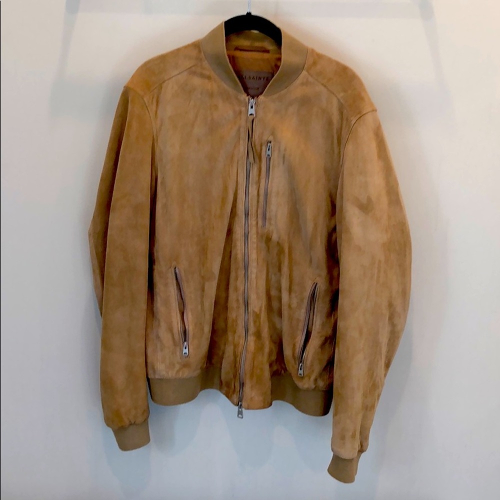 All Saints Suede Bomber Jacket